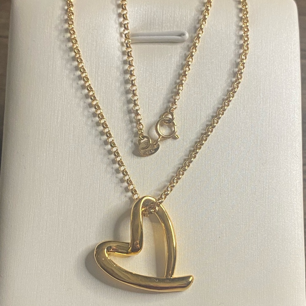 Real 18K Gold Heart Pendant Necklace